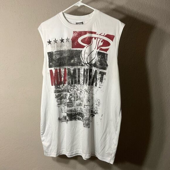 Zipway Mens Miami Heat NBA Basketball Relaxed Sleeveless Muscle Tank Top - White - Picture 2 of 7